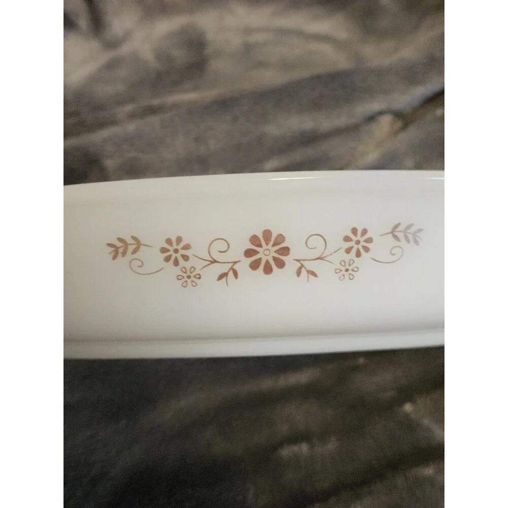 Vintage Dynaware Oval Casserole Dish Pyr-O-Rey Brown Daisy Design #21